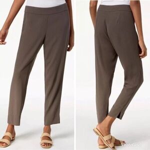 NWT  Eileen Fisher 100% Silk Slim Ankle Pants Size L MSRP $258 (Rye)